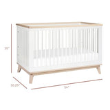Babyletto Scoot 3-in-1 Convertible Crib with Toddler Bed Conversion Kit in White and Washed Natural, Greenguard Gold Certified babyletto