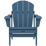SERWALL Folding Adirondack Chairs Weather Resistant for Outdoor, Patio, Lawn, Garden, Backyard Deck, Fire Pit - Blue SERWALL