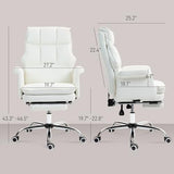 HOMCOM Executive Office Chair, PU Leather Ergonomic Office Desk Chair with Footrest, Reclining and Swivel Chair, White HOMCOM