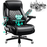 600LBS Large Heavy Duty Office Chair with 5D Flip Arms,Comfy Big and Tall Executive Office Desk Chair with Pocket Spring Cushion,High Back Computer Chair with Lumbar Support,Dual Rubber Wheel Indulgear
