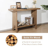HOKYHOKY Solid Wood Console Table, 43.3" Farmhouse Entryway Table with Storage Shelf, Rustic Narrow Skinny Behind Couch Sofa Table for Living Room, Hallway, Entryway, Foyer, Brown HOKYHOKY