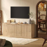 Evermagin 67" Fluted Oak Buffet Cabinet Sideboard with Storage, Large Credenza with 6 Doors, Wood Mid Century Modern Sideboard for Kitchen and Living Room (67"*31.5"*15.7") Evermagin