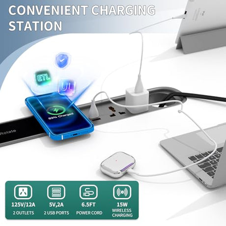 7.5FT Folding Conference Room Table for 6-8 People, 90.6" Meeting Seminar Table with Power Outlets & Cable Grommets Metal Frame for Office Conference, Executive & Collaborative Spaces (1, G, 90.6in) CUFEFi