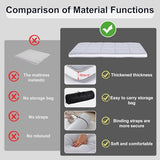 Tiita Queen Memory Foam Mattress Topper, 4" Thicken Futon Floor Mattress with Storage Bag and 2 Straps, Portable Roll Up Travel Car Camping Mattress Sleeping Pad, Grey Tiita