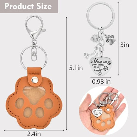 PowViux Dog Memorial Gifts for Loss of Dog – 6 PCS Pet Keepsake Keychain Set with Fur Capsule, Engraved Quotes & Gift Box – Sympathy Gift for Pet Loss, In Memory of a Beloved Pet PowViux