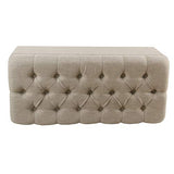 Homepop Home Decor | Tufted Ainsley Button Storage Ottoman Bench with Hinged Lid | Ottoman Bench with Storage for Living Room & Bedroom, Tan HomePop