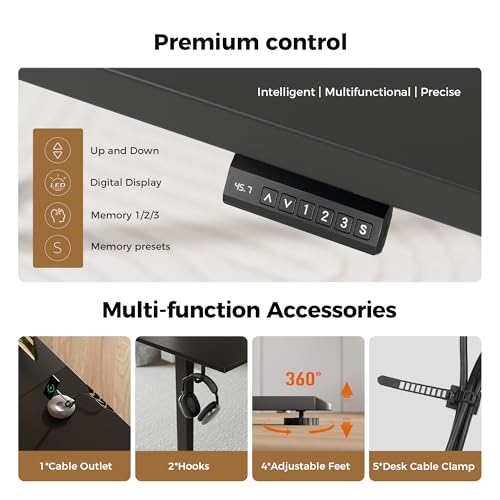 Mericonia 75 x 61 Inch Large L-Shaped Standing Desk with Cable Management, Electric Adjustable Computer Desk, Corner Stand Up Desk for Home Office Work, Black Mericonia