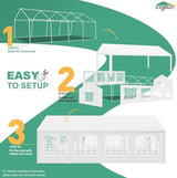 COBIZI 13x26FT Party Tent Heavy Duty Waterproof Outdoor White Gazebo Event Shelter Wedding Canopy for Parties BBQ Commercial with Removable Sidewall Windows, Powder Coating (Better Than Galvanized) COBIZI