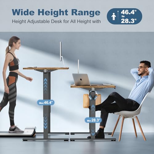 DUMOS 40 Inch Electric Standing Desk Height Adjustable, Sit to Stand Up Computer Workstations Work PC Table Home Office Study Writing Gaming Desks with Memory Presets for Walking Pad, Bedroom, Rustic DUMOS
