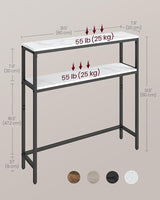 VASAGLE Console Table, 2-Tier Narrow Sofa Table with 2 Shelves, 7.9 x 31.5 x 31.5 Inches, for Living Room, Hallway, Entryway, Marble White and Ink Black ULNT130W59V1 VASAGLE