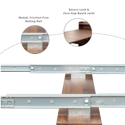 Banzeem Extendable Dining Table with Shelf, Transformer Extra Console Table for 1-9 People, Folding Space Saving Dining Room Table for Homes, Apartments, Walnut Banzeem