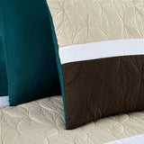 Chezmoi Collection Upland 7-Piece Quilted Patchwork Comforter Set, Teal/Beige/Brown, King Chezmoi Collection