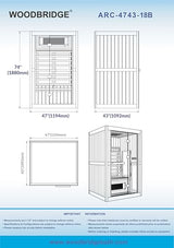 Woodbridge Infrared Home Sauna Room 2 Person Japanese Cedar Indoor Sauna with 7 Carbon Heaters, Red Light Therapy, Bluetooth Speaker, Intelligent Control Panel, Tempered Glass & Top Vent WOODBRIDGE