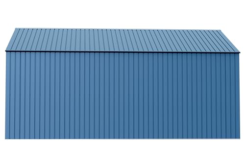 Arrow Shed Elite 12' x 16' Tall Outdoor Steel Storage Shed with High Gable and Lockable Doors Storage Building, Blue Grey Arrow