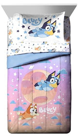 Jay Franco Bluey & Bingo Twin Comforter Set - 5 Piece Bed Set Includes Sheet Set & Pillow Covers - Super Soft Clouds & Stars Kids Bedding Jay Franco