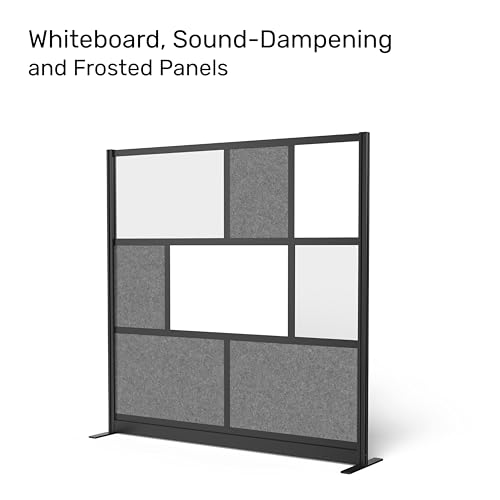 Workflow Modular Wall | Room Divider with Whiteboard, Sound-Dampening, & Frosted Acrylic Panels | Expandable Office Partition for Privacy & Productivity (70" x 70") S Stand Up Desk Store