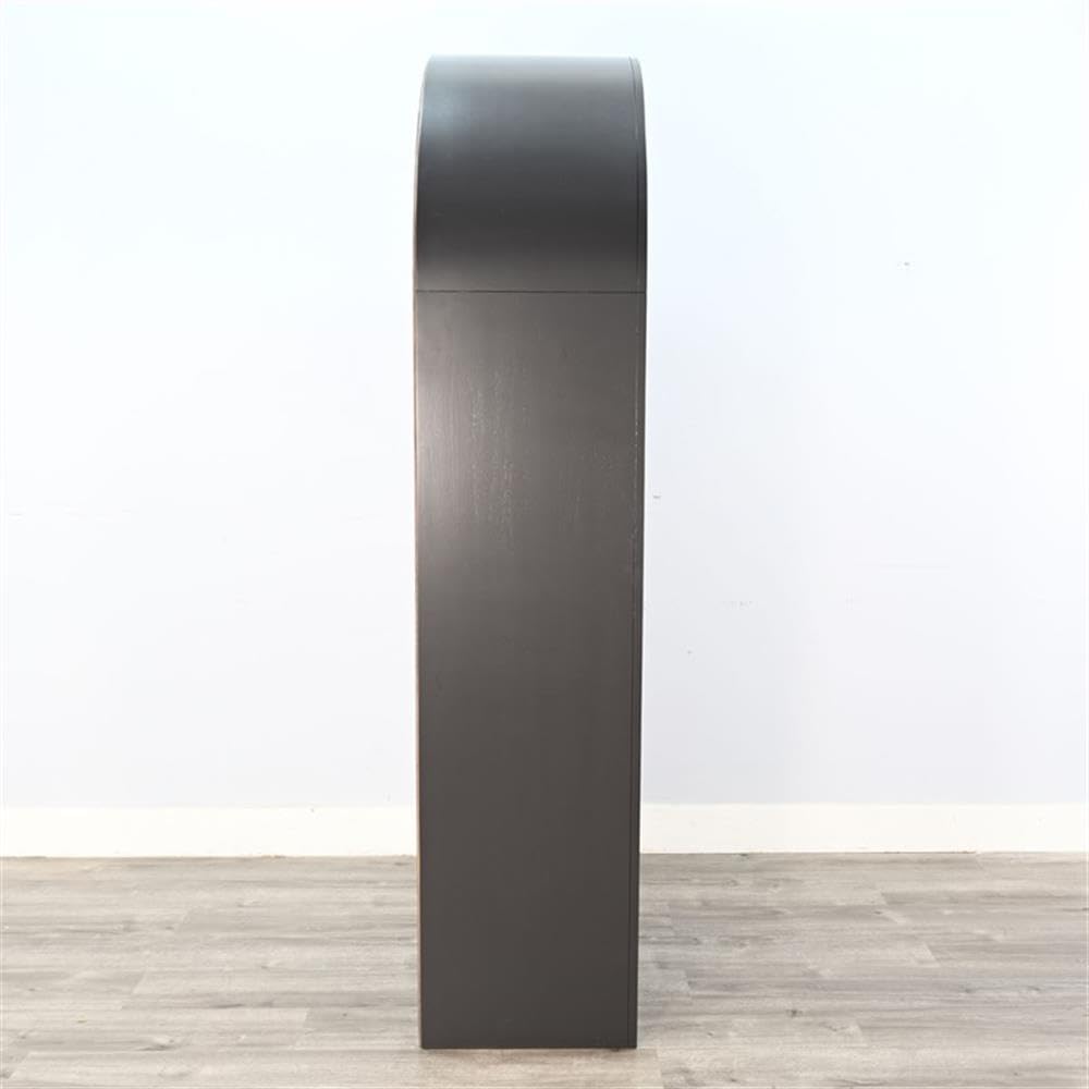 Pemberly Row Modern/Contemporary Arched Solid Wood Bookcase in Black Pemberly Row