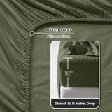 SONORO KATE 100% French Pure Linen Queen Size Sheets, Breathable and Durable, 16 Inch Deep Pocket - 4 Piece (Olive Green) SONORO KATE