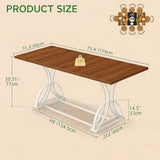 YITAHOME 70.3 Inch Modern Minimalist Dining Table for 6-8, Sturdy Wooden Table with Geometric White Metal Legs, for Dining Room, Kitchen, Conference Room YITAHOME
