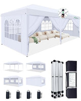 Acepic 10x20 Pop Up Canopy Tent with 6 Removable Sidewalls, One-Push Center Lock Design, Commercial Grade Waterproof Party Gazebo, UV Protection Outdoor Event Shelter with Church Windows, White Acepic