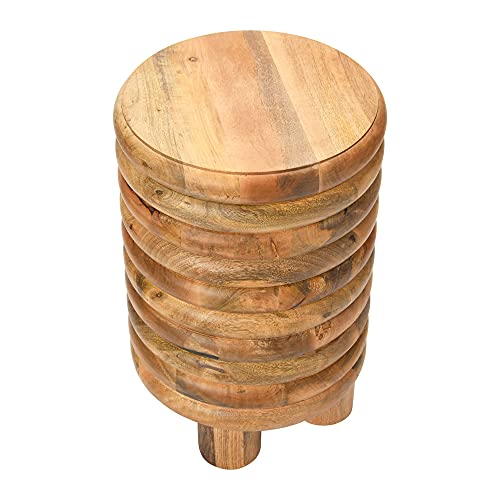 Creative Co-Op Dossier Vintage-Inspired Solid Wood Flat top for use, Natural Finish Stool/End Table Creative Co-Op