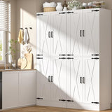 Unikito 71" Tall Kitchen Pantry Storage Cabinet with Farmhouse Barn Doors and Storage Drawer, 4 Adjustable Shelves, Freestanding Cupboard for Dining Room, Living Room, Utility Room, White Unikito