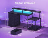 ODK 55 Inch Computer Gaming Desk with Power Outlets & 4 Drawers, Home Office Desk with Monitor Stand & Printer Shelves, Black ODK