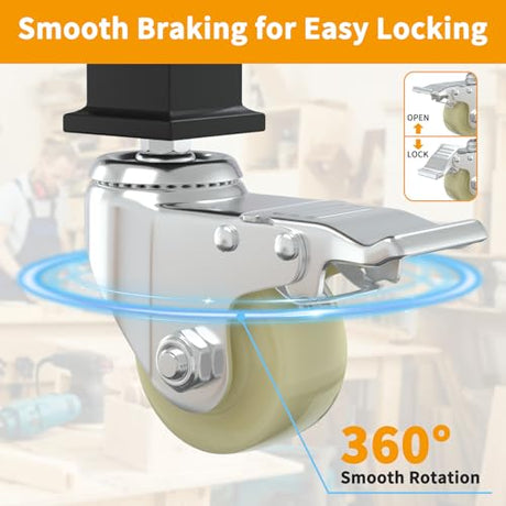 Sylritha 60" Work Bench with Storage, Adjustable Workbench with Drawers, Heavy-Duty Work Bench with Power Outlets, 3000 LBS Garage Workbench, Work Table with Wheels for Workshop, Office Sylritha