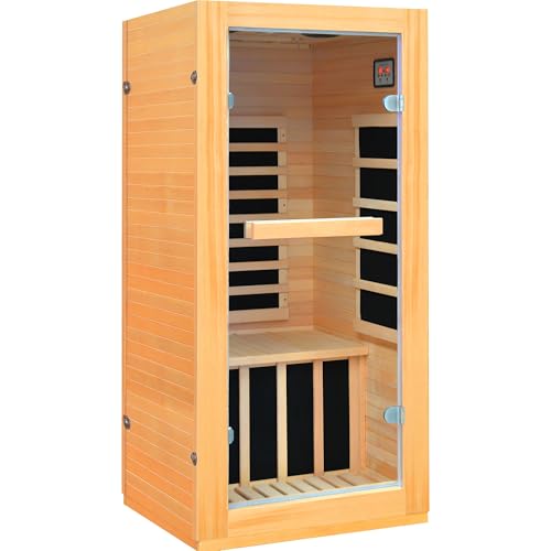 Lamar Far Infrared Sauna with Red Light Therapy, Low EMF Home Sauna Room, 10-Color Light, 5 Heating Plates, Bluetooth Speakers, Digital Control Panel - Personal Indoor Luxury Spa for House and Gym Lamar