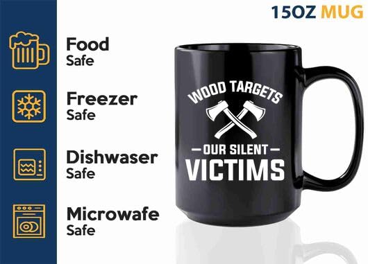 Axe Throw Coffee Mug 15oz Black -Wood targets - Sport Game Tomahawk Target Throwing wooden Competition Hunting Luxe Gifting