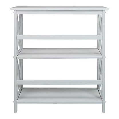 Casual Home 3-Shelf Montego Bookcase, White - WoodArtSupply