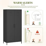 Steehoom Armoire Wardrobe Closet, Metal Storage Clothes Cabinets Locker with Doors Tall Freestanding Armoire Wardrobes for Bedroom Hanging Clothes, Heavy Duty, Black Steehoom