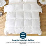 Oaken-Cat Feathers Down Comforter Twin - 100% Organic Cotton Quilted Medium Warm All Seasons Duvet Insert or Stand-Alone Comforter (68x90, Ivory White) Oaken-Cat