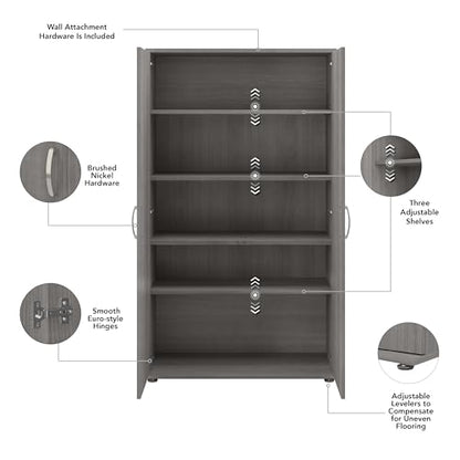 Bush Business Furniture Universal Tall Storage Cabinet with Doors and Shelves, Platinum Gray