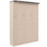 SOFTSEA Queen Size Murphy Bed with LED Lights, Space-Saving Foldable Wall Bed Cabinet for Bedroom, Home Office & Guest Room, Beige SOFTSEA