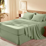 Laojin Balhen Full Comforter Set 8 Pieces, Seersucker Bed in a Bag Full, Sage Green Comforter with Sheets, Comforters Full Size Bedding Sets with Comforter, Sheets, Pillowcase & Sham and Bed Skirt Laojin Balhen