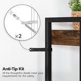 HOOBRO 4-Tier Industrial Bookshelf with Doors and Storage, Rustic Brown and Black HOOBRO