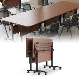 JNMDLAKO Folding Conference Room Table with Wheels - Modular Mobile Conference Table,Flip Top Training Room Tables,Space Saving and Stackable,for Seminar Classroom Office (6, 1619YHT, 61IN) JNMDLAKO