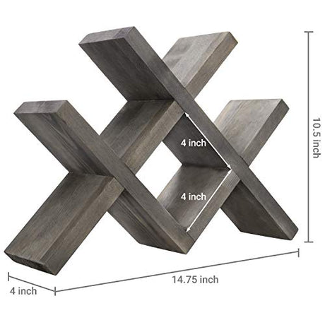 MyGift Vintage Gray Wood 4-Bottle Countertop Wine Storage Rack, Wine Bottle Tabletop Display Holder MyGift