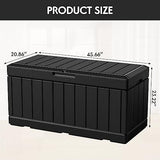 YESHOMY Storage Chest, Entryway Resin Shoe Bench with Hydraulic Bracket Flip Lid, Side Holder, Supports 450 lb, 45.6 x 20.8 x 23.2 Inches For Bedroom, Living Room, Lockable, Black YESHOMY