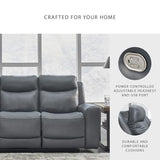 Signature Design by Ashley Mindanao Contemporary Leather Match Upholstered Power Reclining Sofa with Adjustable Headrest and USB Ports, Gray Signature Design by Ashley