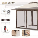 EAGLE PEAK 13x13 Pop-Up Gazebo Tent Instant w/Mosquito Netting, Outdoor Gazebo Canopy Easy Set-up Folding Shelter (Beige/Brown)… EAGLE PEAK
