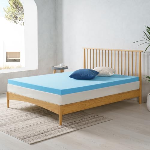 ZINUS 3 Inch Green Tea Cooling Gel Memory Foam Mattress Topper, Smaller, More Convenient WonderBox Packaging, Cooling Gel Foam, CertiPUR-US Certified, Full ZINUS