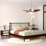 Bme Oliver King Bed Frame and Headboard - 15-Inch Signature Design with Rattan Headboard, Bohemian and Mid Century Style, 12-Slat Wood Support, No Box Spring Needed - Easy Assembly, Walnut Bme