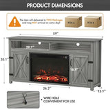 YESHOMY Fireplace TV Stand for Television up to 65+ Inch with Storage and Farmhouse Barn Doors, Entertainment Center with Cabinet and Shelves, Media Console for Living Room, Gray Wash YESHOMY