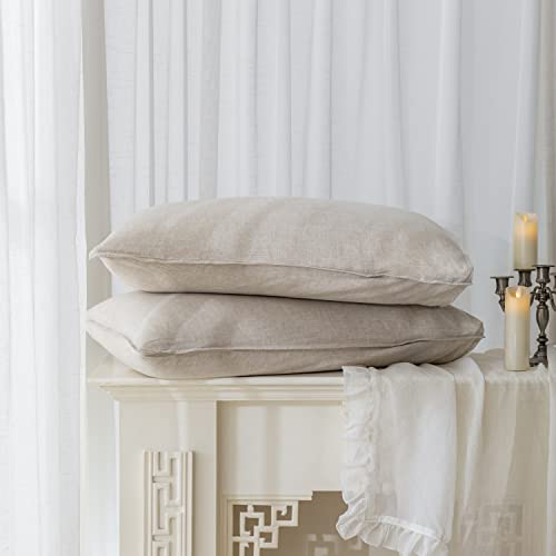 EVERLY Linen Sheets Set Twin Size,100% French Pure Linen Sheets Set,3Pieces (1Flat Sheet,1Fitted Sheet,1Pillowcase) Suitable for Hot Sleepers, Stonewash Not Dyed Deep Pocket Natural Linen Bedding Set EVERLY