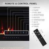Co-Flame Channing Pro 50 Inch Smart Recessed and Wall Mounted Electric Fireplace, 12 Colors of Flame & Ember, 5 Brightness, 1500W Heater, Log & Crystal, Alexa/WiFi Enabled Co-Flame