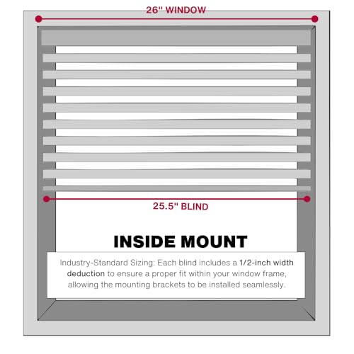 Lotus & Windoware Cordless, 2 Inch Faux Wood Blind, 26" Wide x 72" Long, Window Blinds, Blinds & Shades, Blinds for Indoor Windows, Smooth, Bright White - 26" x 72",Bright White LOTUS & WINDOWARE