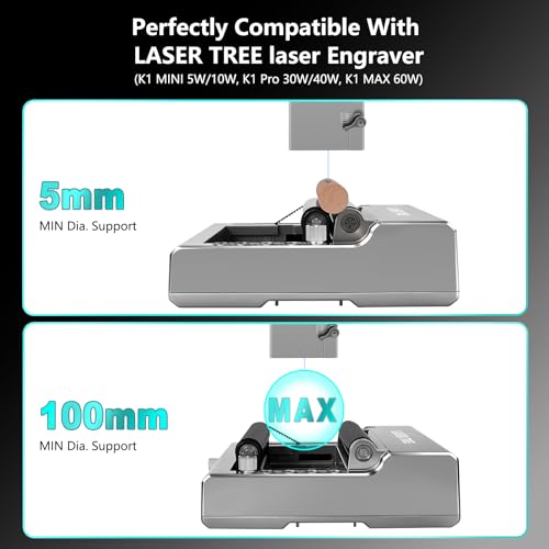 LASER TREE Rotary Roller for Laser Engraver, Y-axis Laser Engraver Attachment 360° Rotation, a Good Partner for Laser Engraving Machine LASER TREE