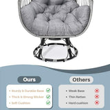 Gijvbeoz Swivel Wicker Egg Chair, Oversized Indoor Outdoor Lounger for Backyard, Patio, Living Room with Cushion, Steel Frame, 330lb Capacity, Gray Gijvbeoz
